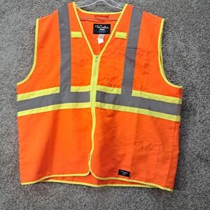 Walls Workwear‎ Mens Safety Vest Orange Reflective Hi-Vis Zip Front 2XL T38230J